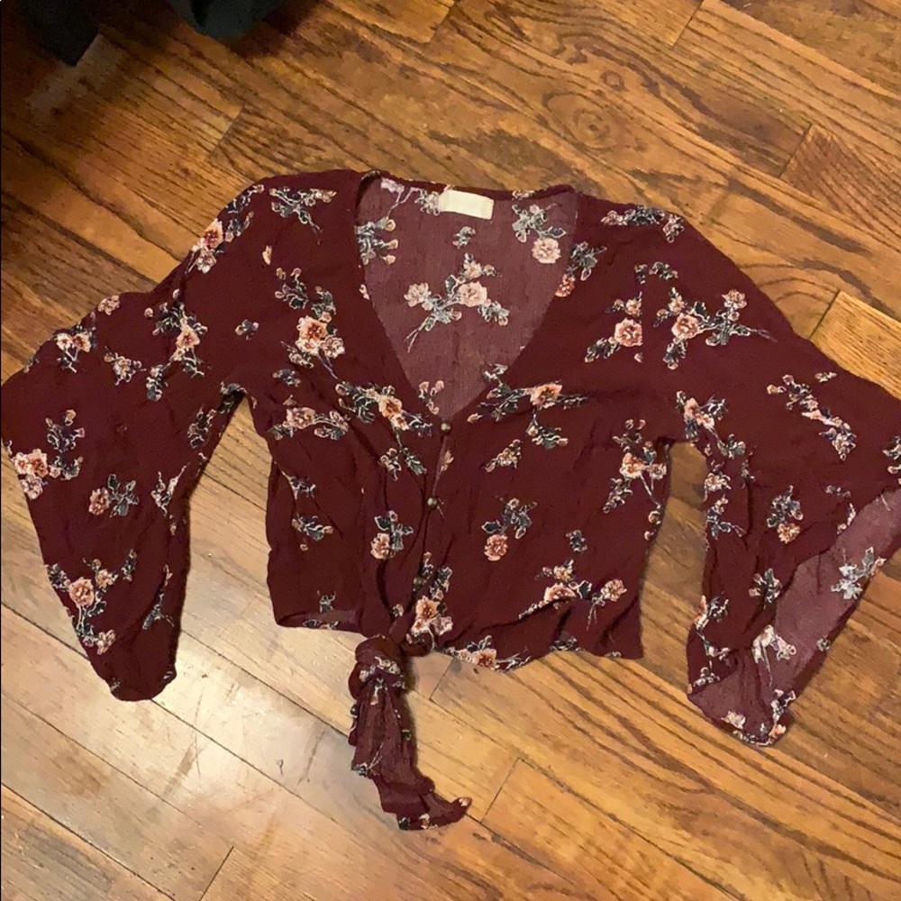 Alter’d state floral maroon crop shirt